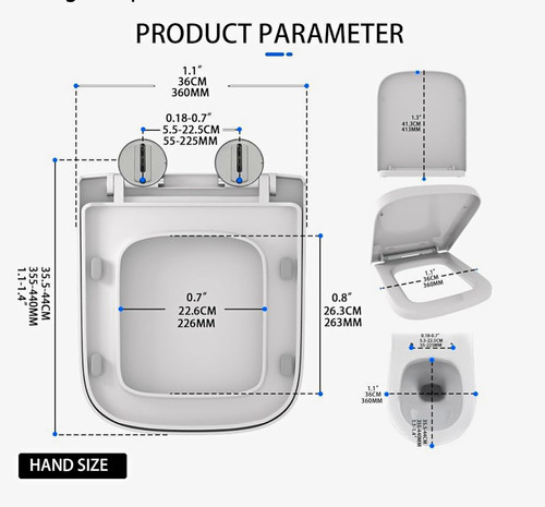Square white toilet seat - white, soft