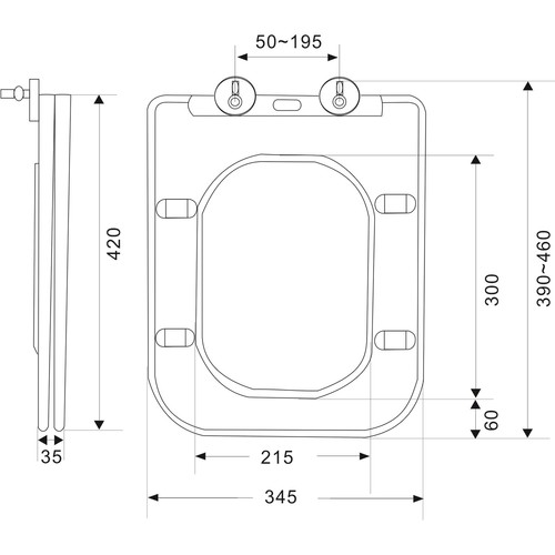 White square soft close toilet - square,
