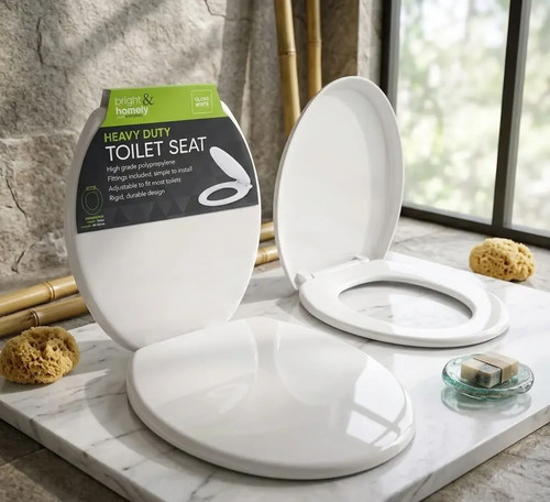 Heavy duty white toilet seat - heavy,