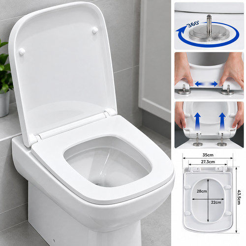 Soft close square toilet seat - soft,