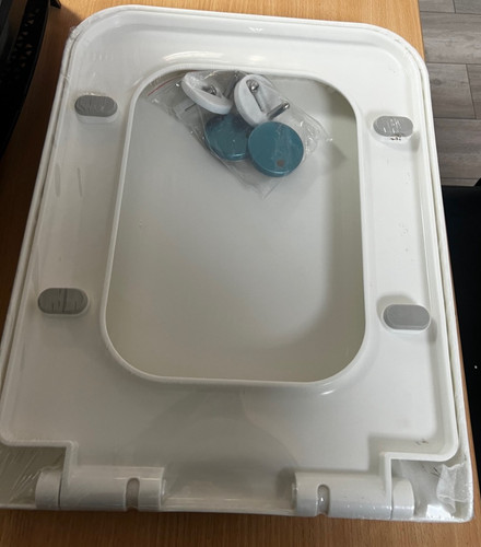 Toilet seat white square soft - white,